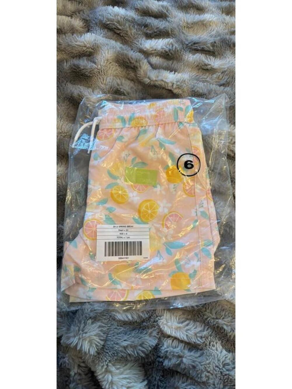 Janie and Jack Spring Break Lemon Floral Swim Shorts Size 6 boys